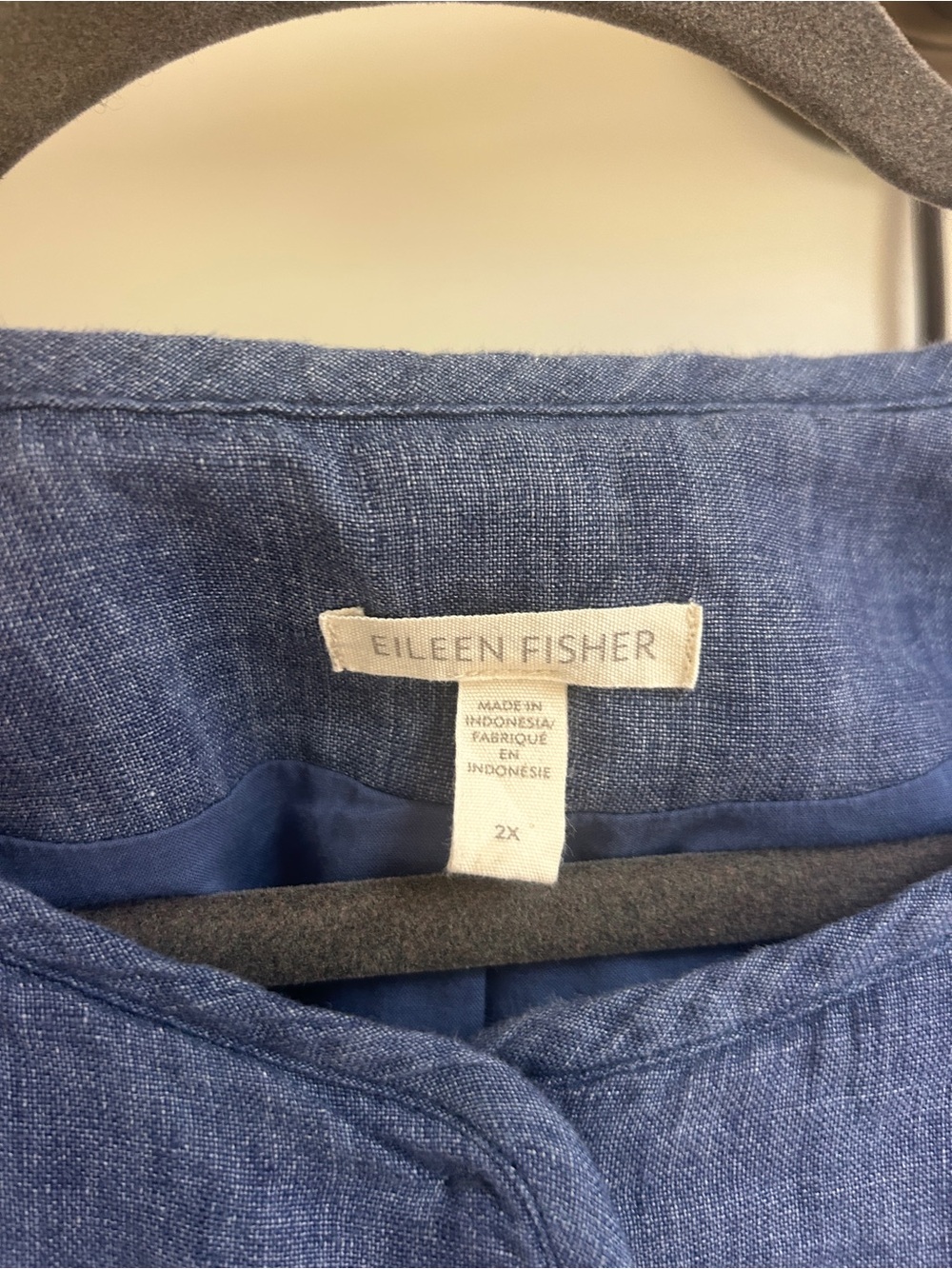 Eileen Fisher Denim-Blue Linen Relaxed Jacket - Picture 4 of 4